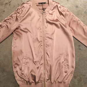 Missguided X Carli Bybel Rose Bomber Jacket NWOT